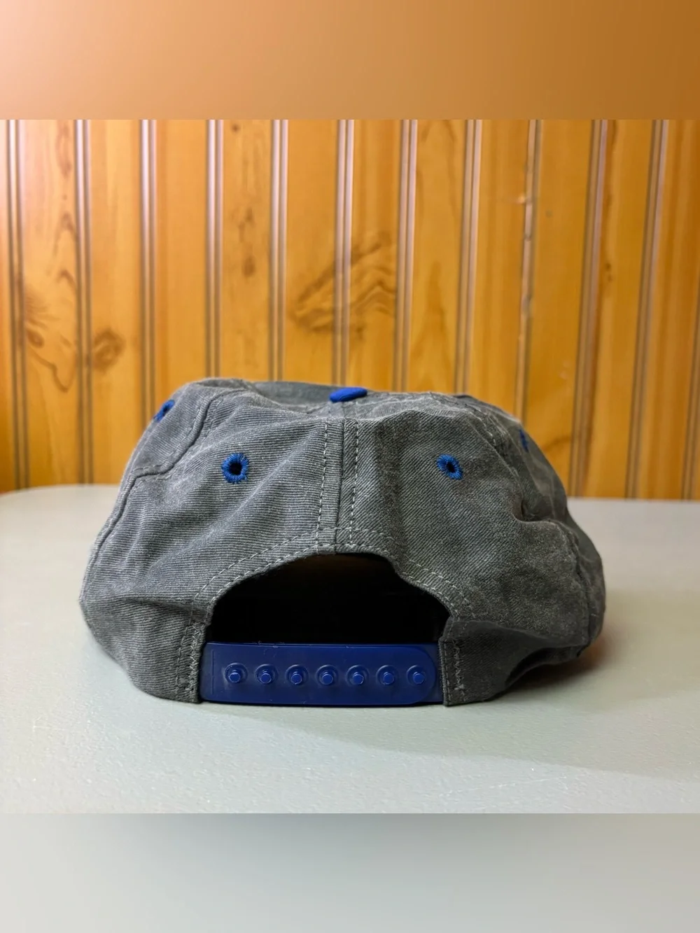 Blue and Charcoal Vintage Strapback Cap
